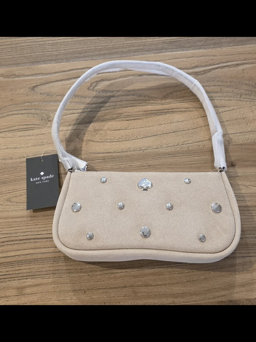 kate spade New York Blush Studded Suede Shoulder Bag